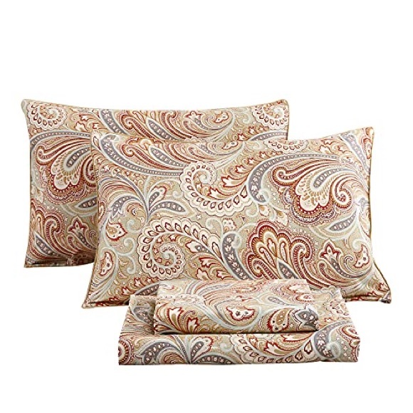 Bedding Luxury Paisley Print Sheet Set Long Staple Egyptian Cotton